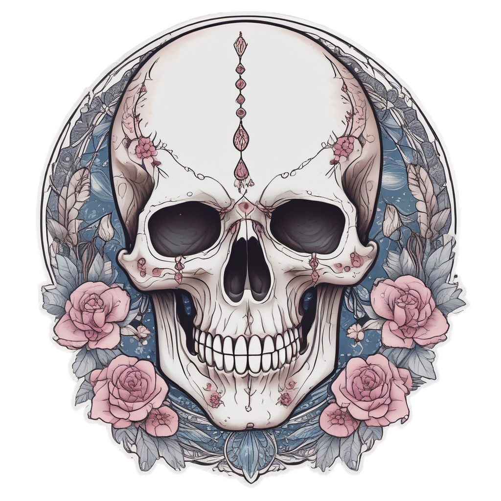 Floral Heart Skull — boho skull stickers