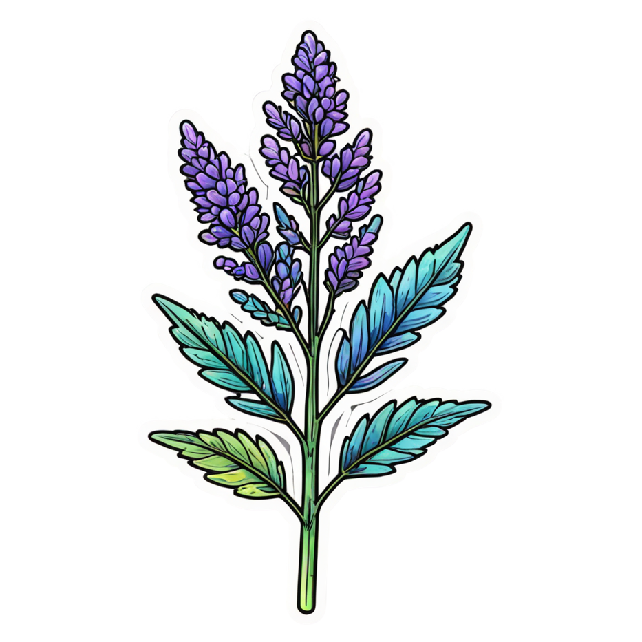 Lavender Sprig (holographic) — floral stickers