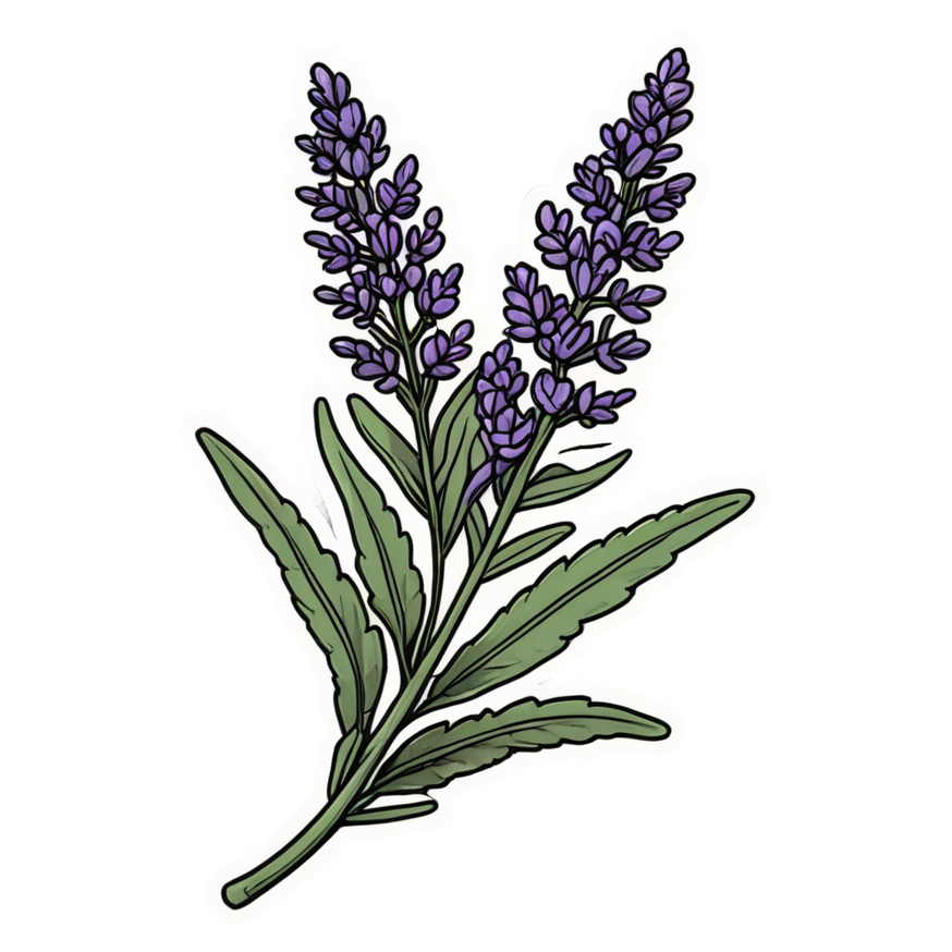 Lavender Sprig (lineart) — floral stickers