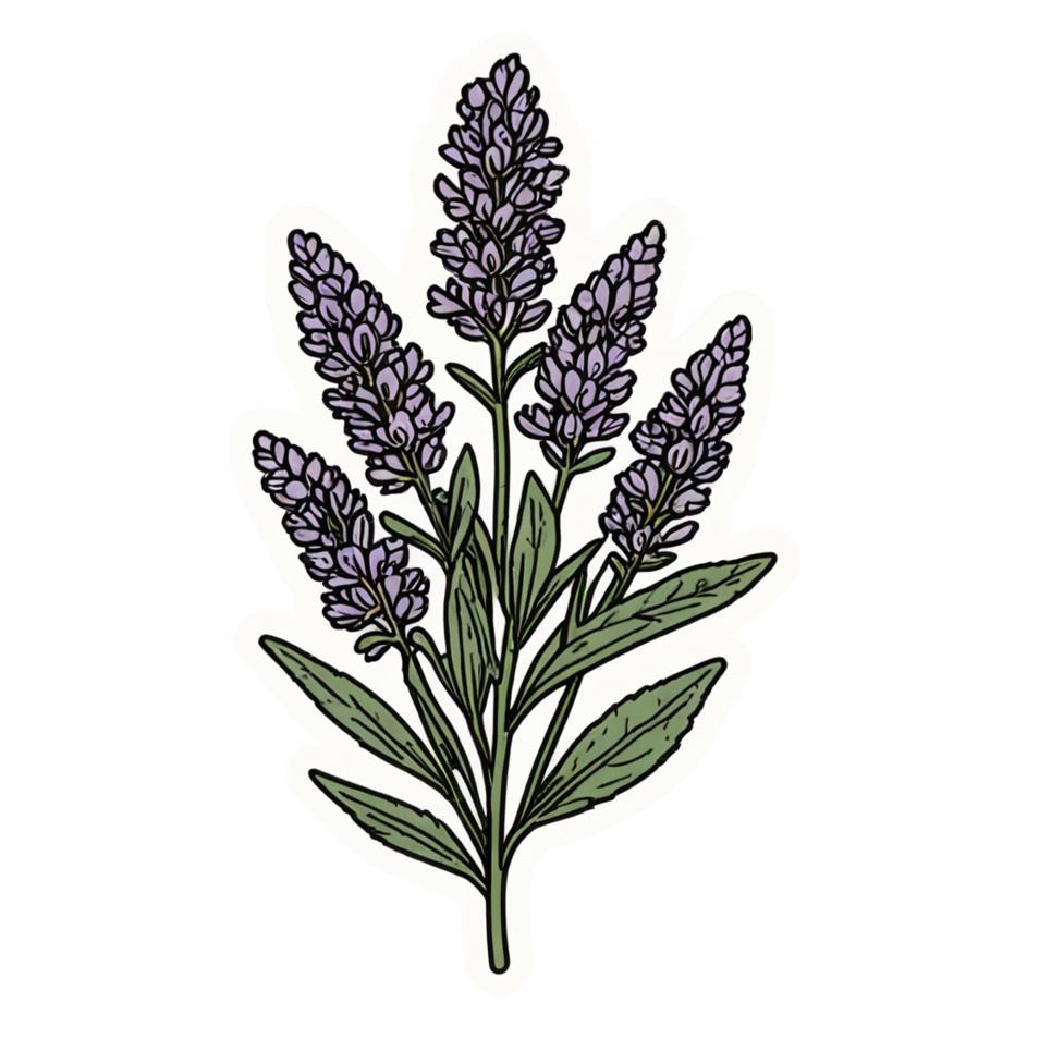 Lavender Sprig (retro) — floral stickers