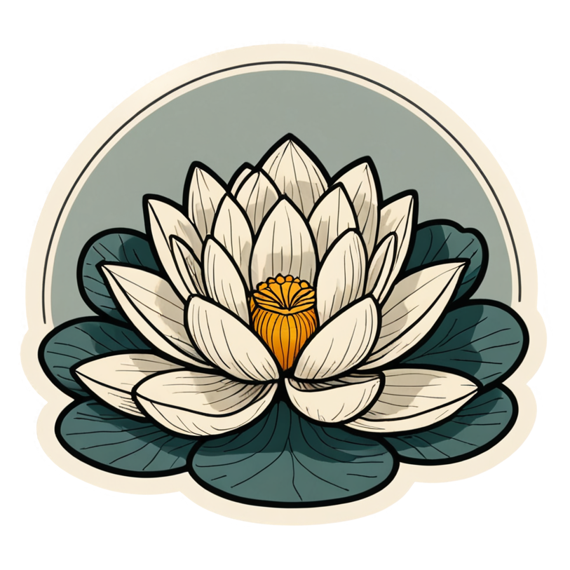 Lotus (retro) — floral stickers