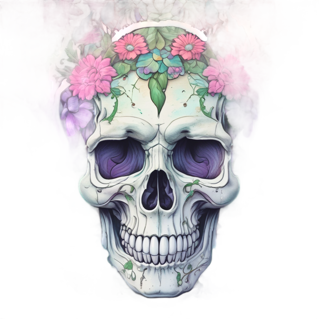 Floral Pampas Skull — boho skull stickers
