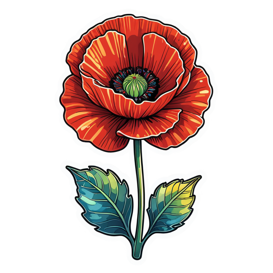 Poppy (holographic) — floral stickers