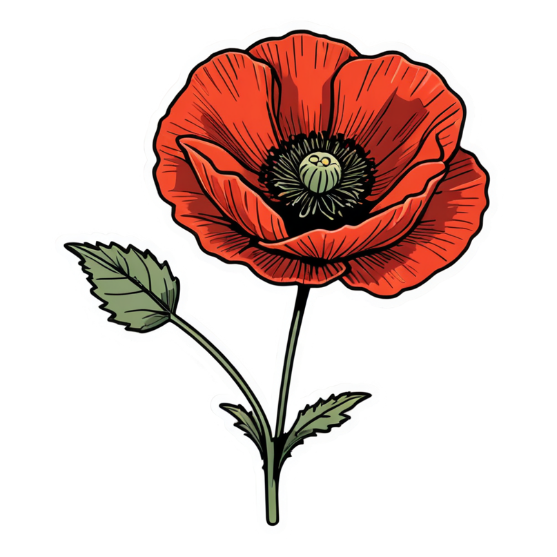 Poppy (lineart) — floral stickers