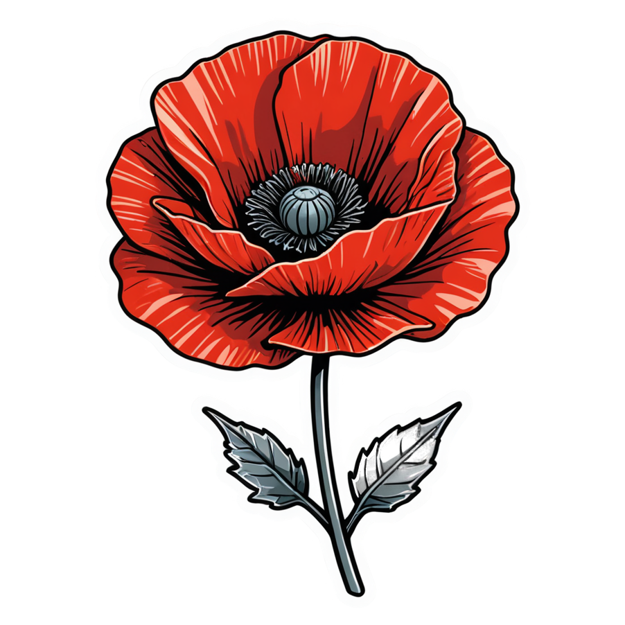 Poppy (neon) — floral stickers