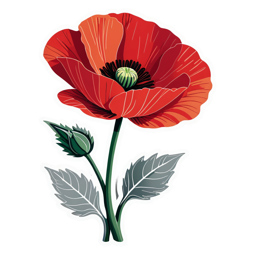 Poppy (papercut) — floral stickers