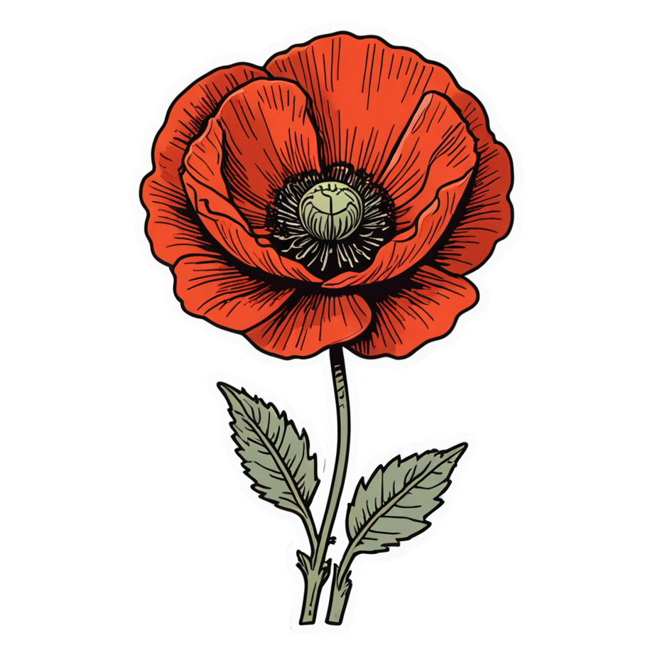 Poppy (retro) — floral stickers