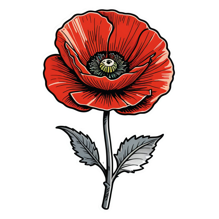 Poppy (tattoo) — floral stickers