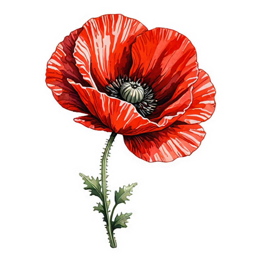 Poppy (watercolor) — floral stickers