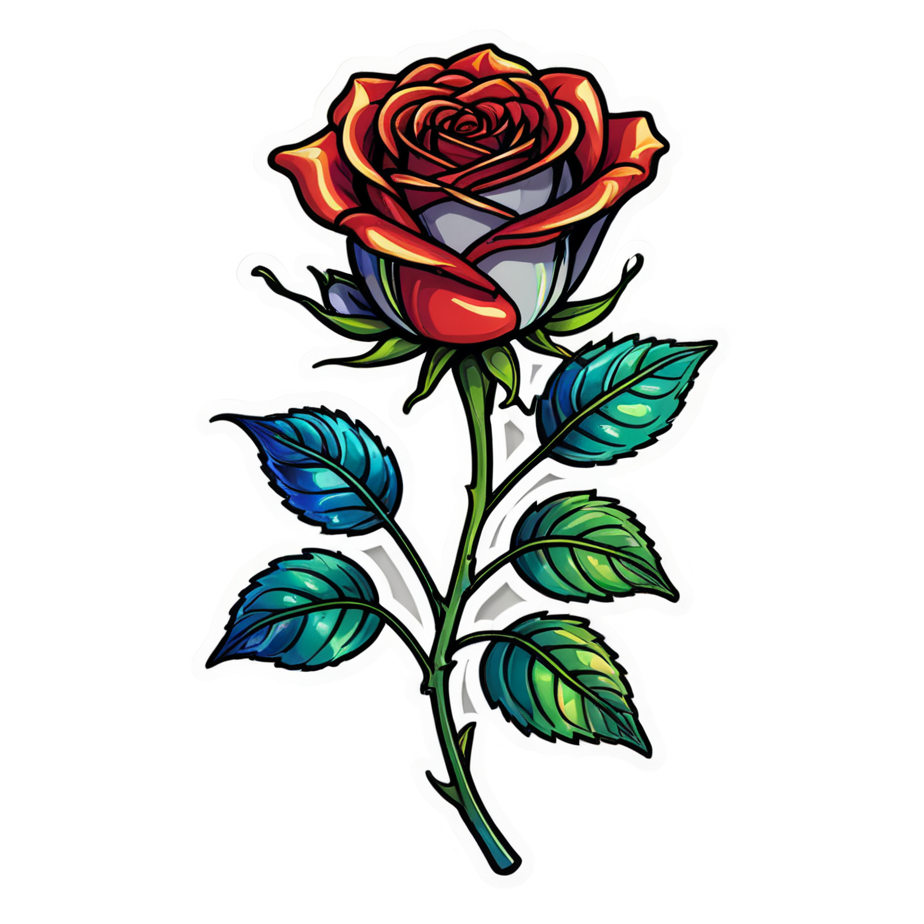 Single Rose (holographic) — floral stickers