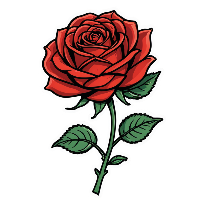 Single Rose (lineart) — floral stickers