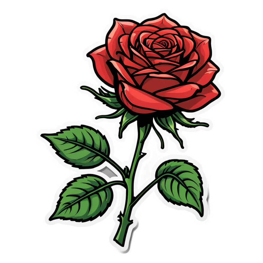 Single Rose (neon) — floral stickers