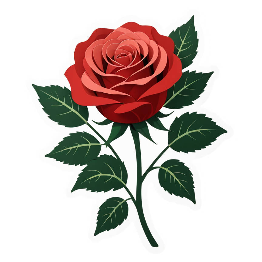 Single Rose (papercut) — floral stickers