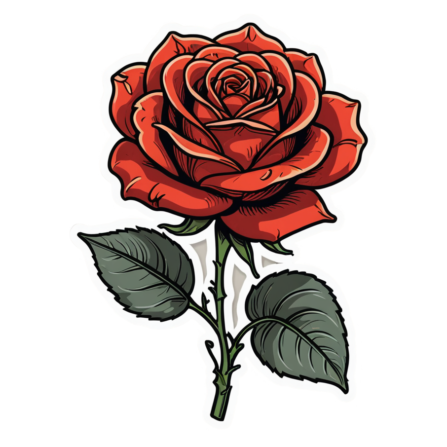 Single Rose (retro) — floral stickers