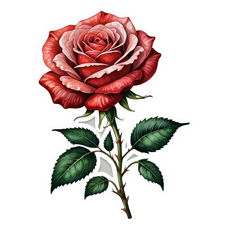 Single Rose (watercolor) — floral stickers