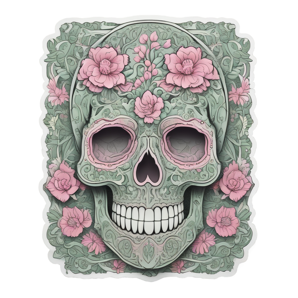 Floral Skull Handprint — war-paint skull stickers