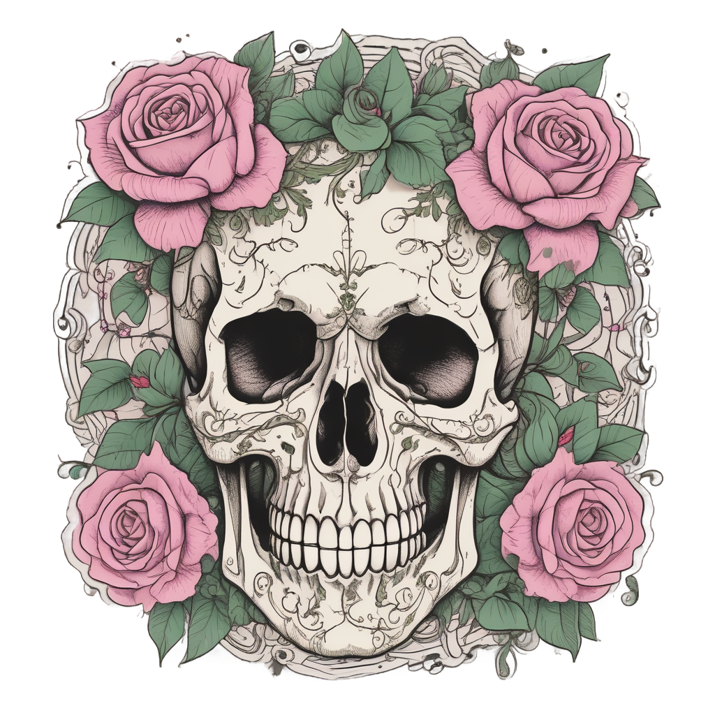 Floral Skull Serenity — floral skull stickers