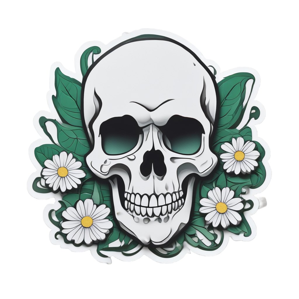 Floral Skull with Daisies — floral skull stickers