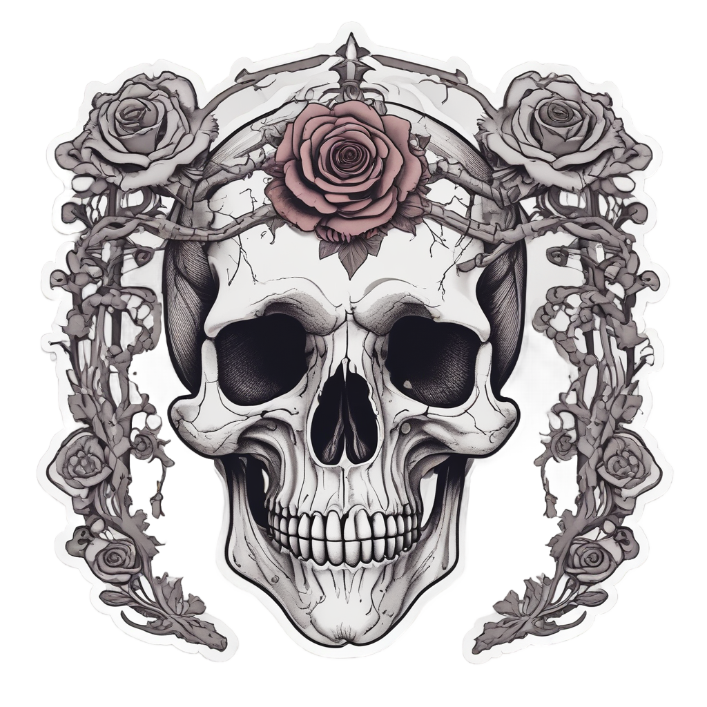 Floral Sorrow Raven — reaper skull stickers