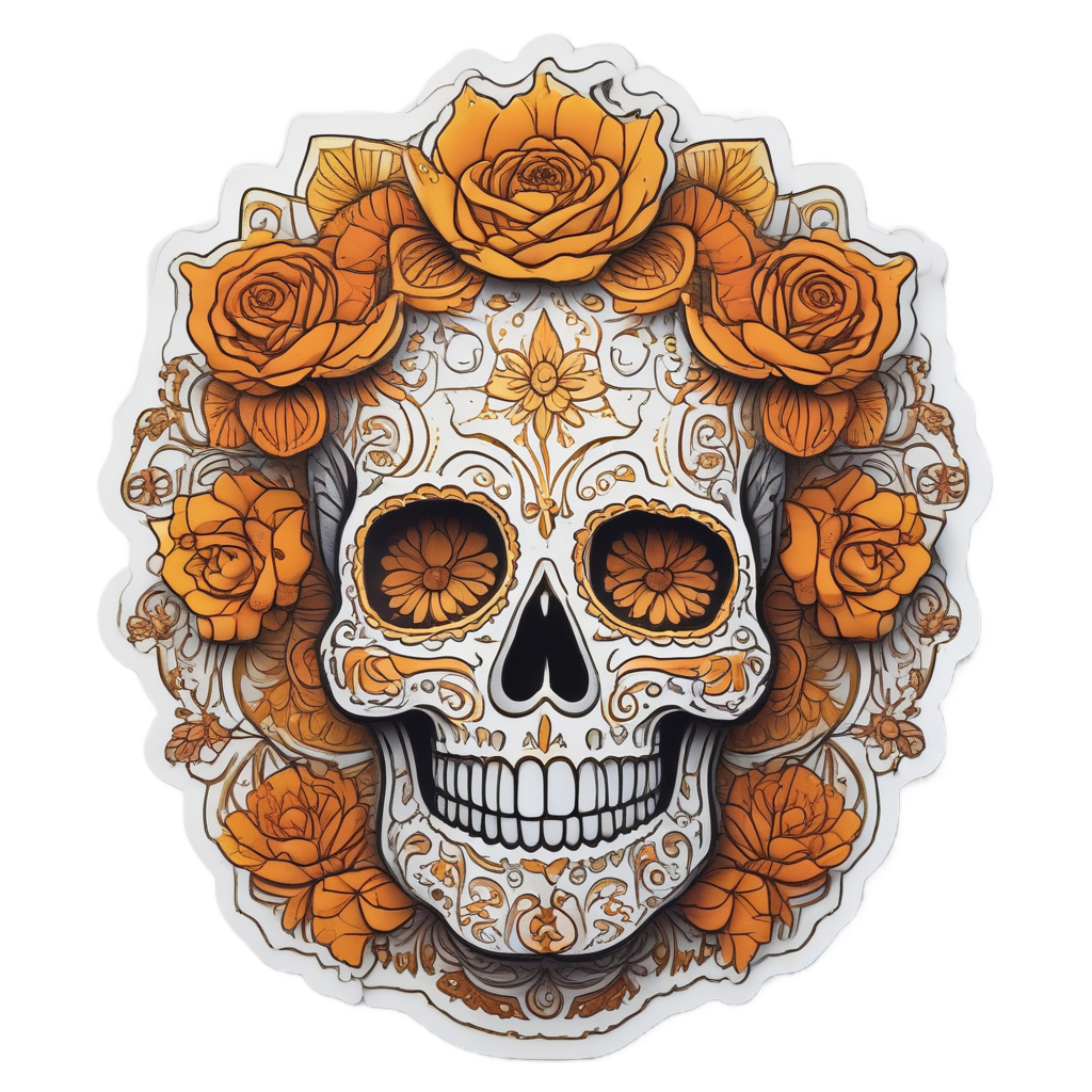Floral Sugar Skull Bloom — neon cyber skull stickers