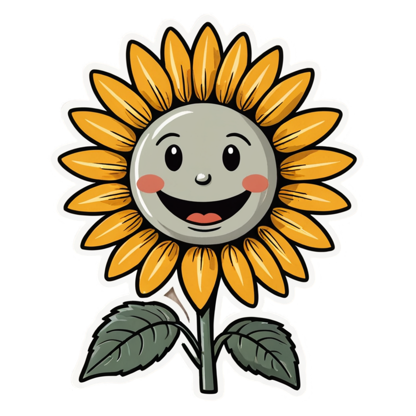Sunflower (retro) — floral stickers