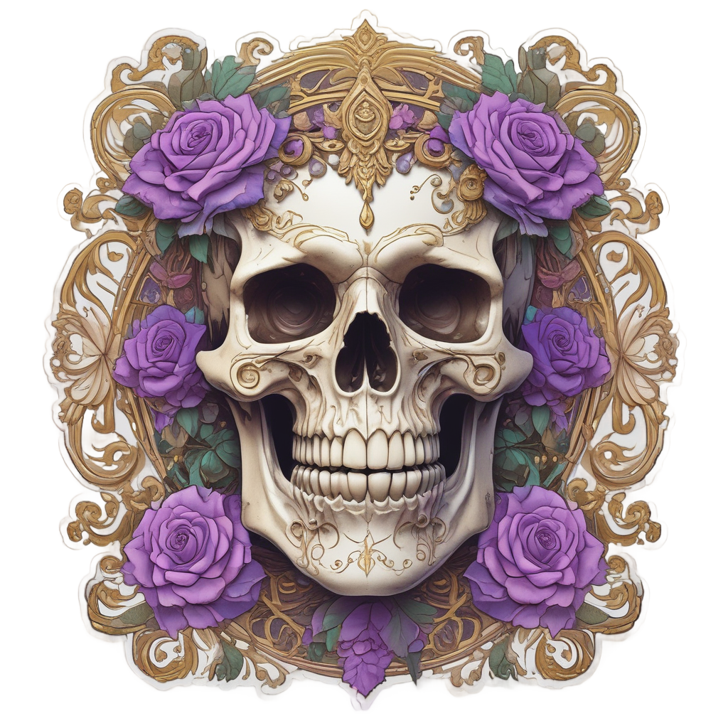 Floral Totem Skull — war-paint skull stickers