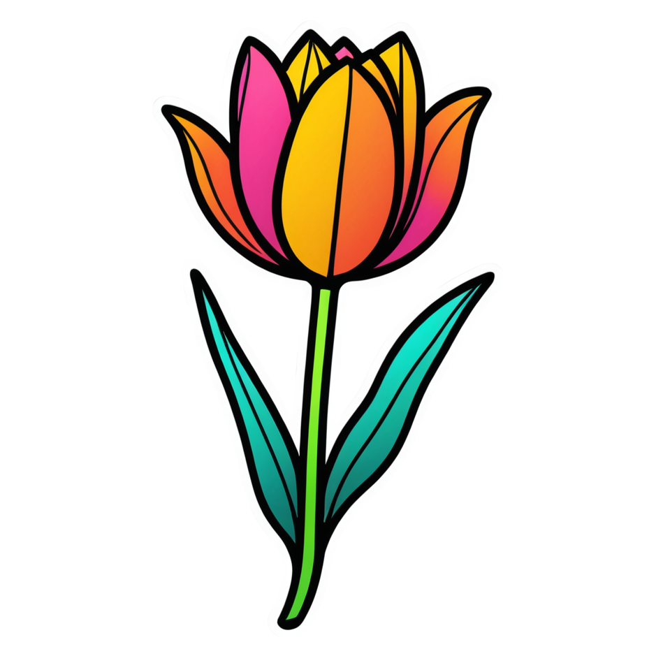 Tulip (neon) — floral stickers