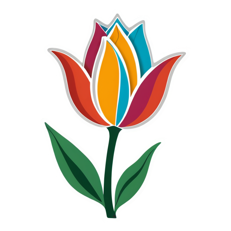 Tulip (papercut) — floral stickers