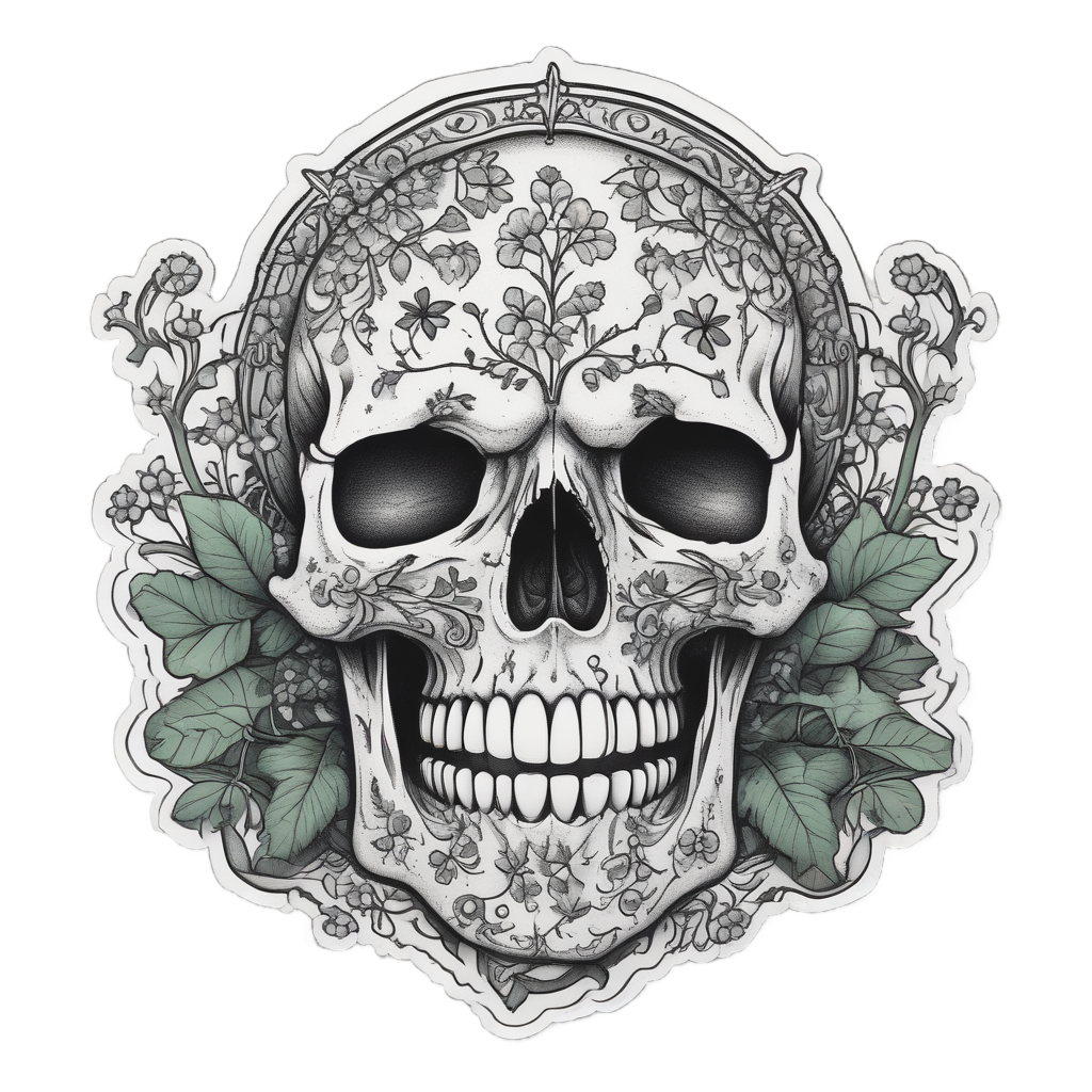 Floral Vine Skull — floral skull stickers
