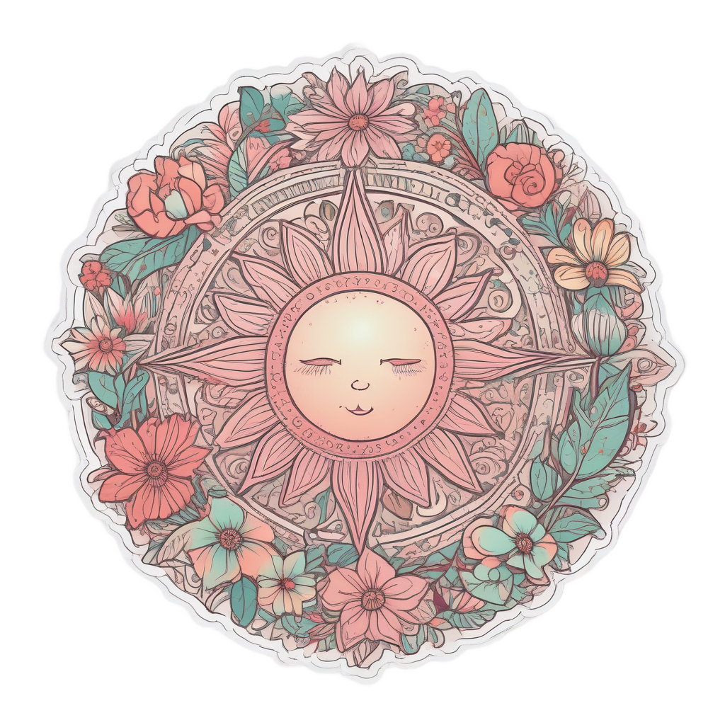Floral Vine Sun — boho nursery stickers