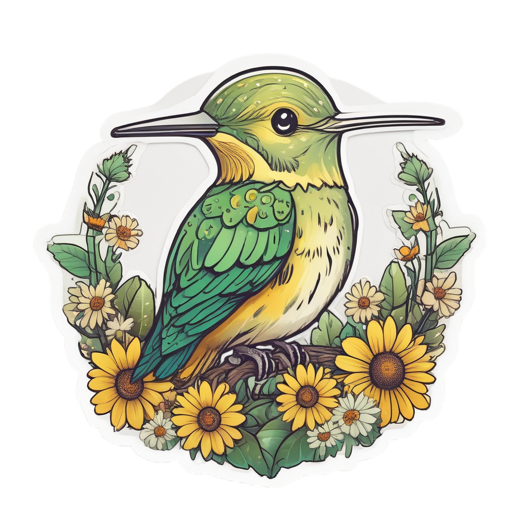 Flower Crown Hummer — birds stickers