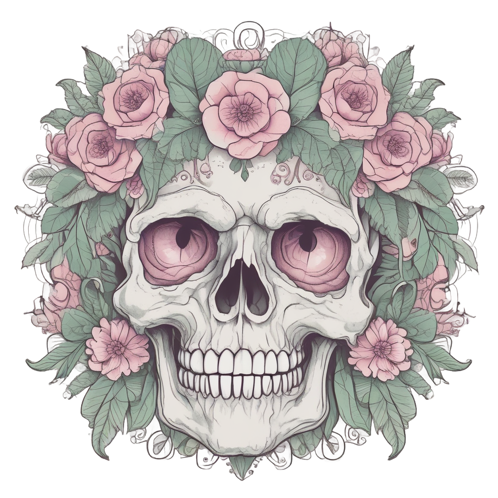 Flower Crown Skull — floral stickers