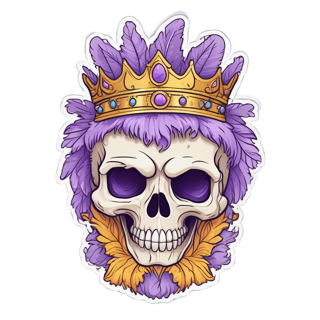Fluffy Skull with Crown — war-paint skull stickers