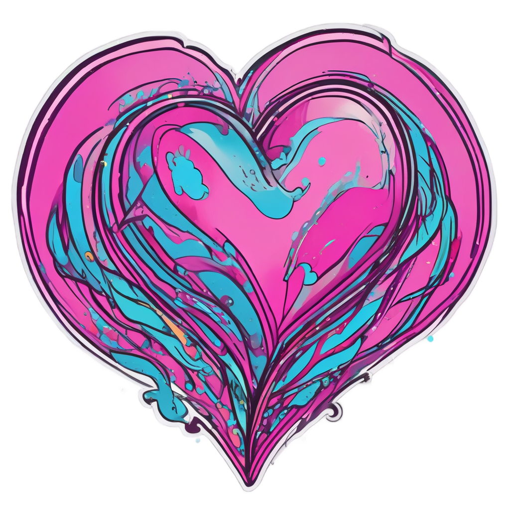 A neon pink and cyan checkerboard heart flying as a kite