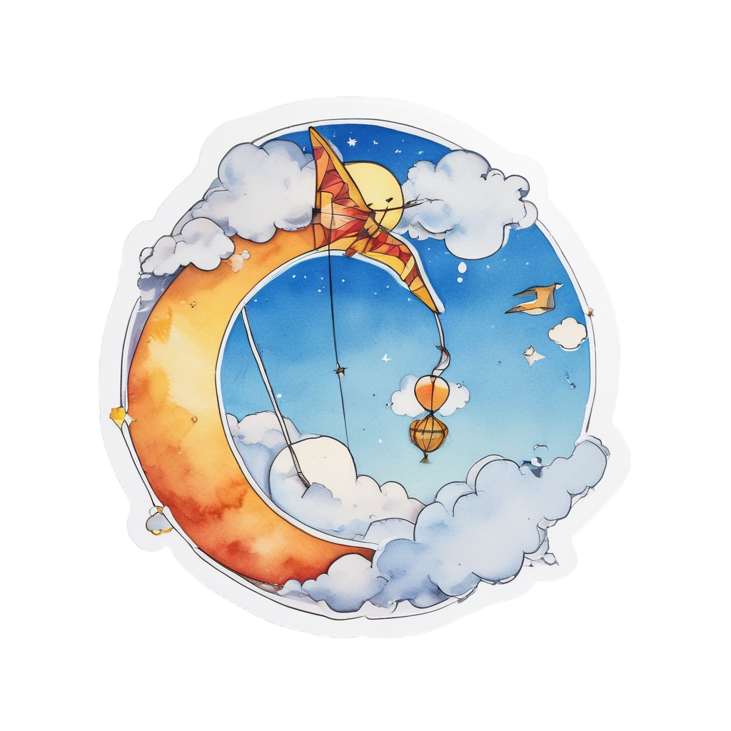 Flying Kite Day — moon stickers