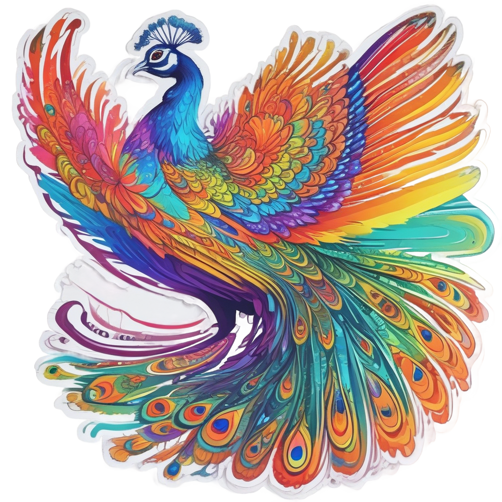 Flying Neon Peacock — birds stickers