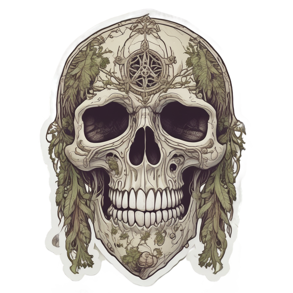 Forest Moss Skull — boho skull stickers