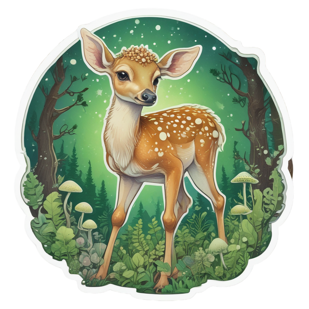 Forest Spirit Fawn Glowing — wildlife stickers