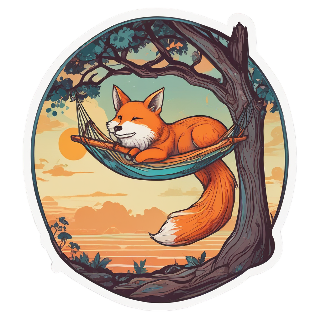 Fox Asleep in Hammock — woodland nursery stickers