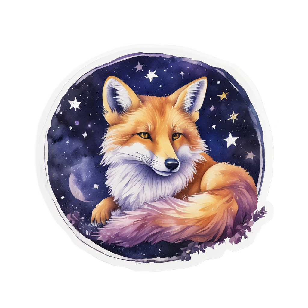 Fox Stargazing with Telescope — wildlife stickers