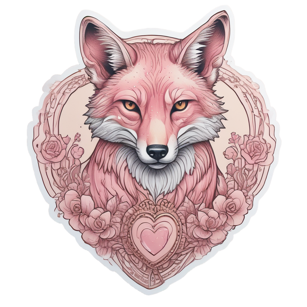 Fox with Heart Locket — wildlife stickers