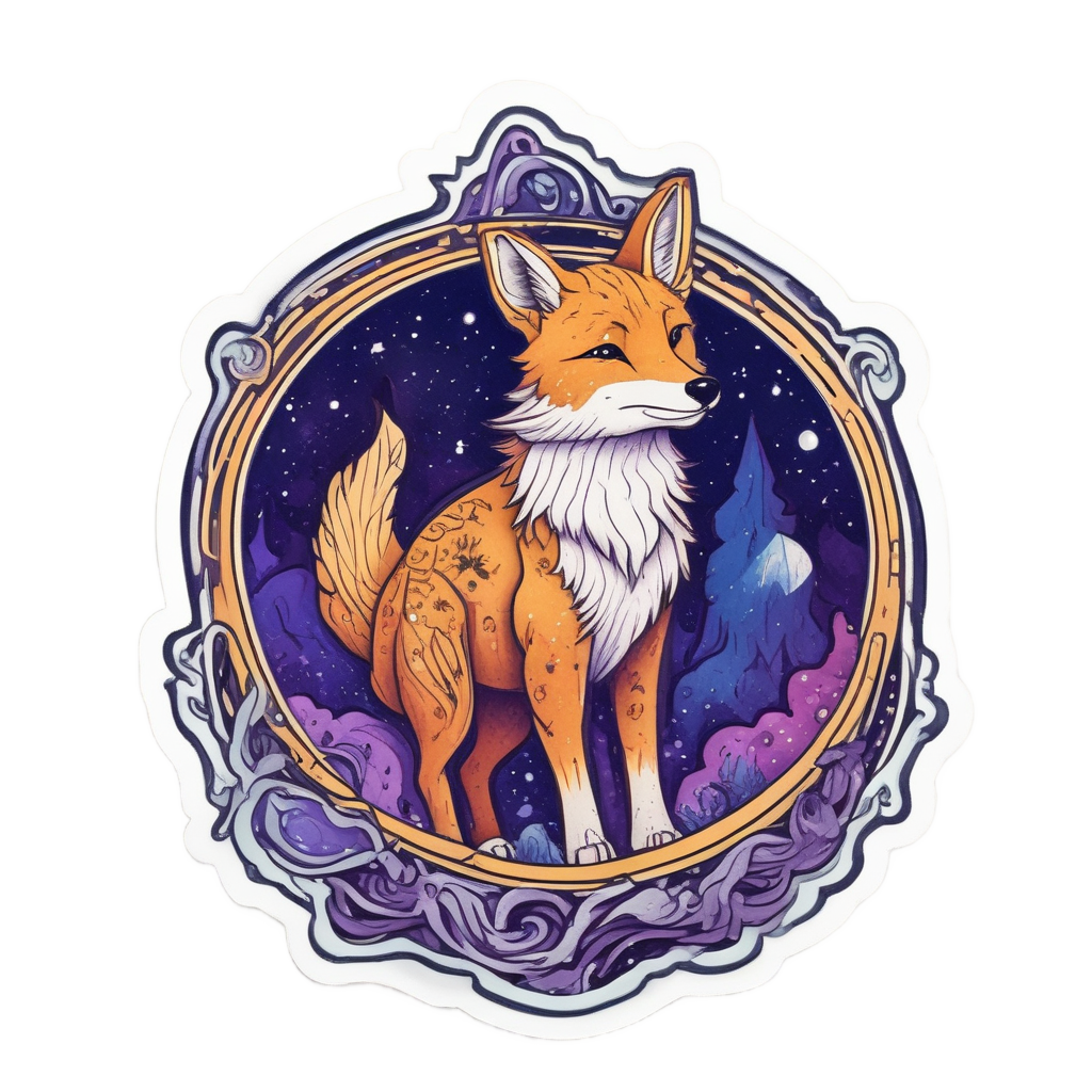 Fox with Telescope — wildlife stickers