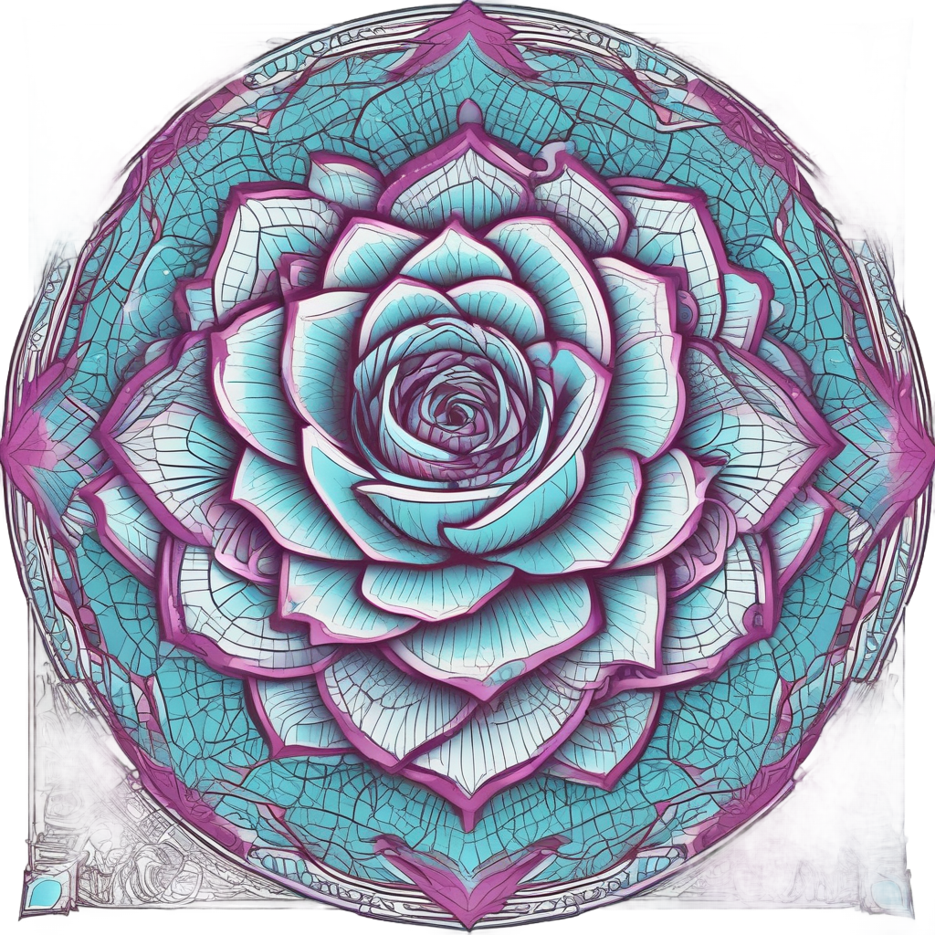 Fractal Neon Rose — line botanical stickers
