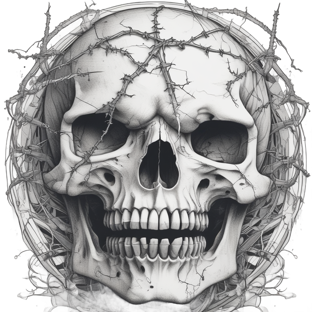 Fractured Barbed Skull — abstract & patterns stickers