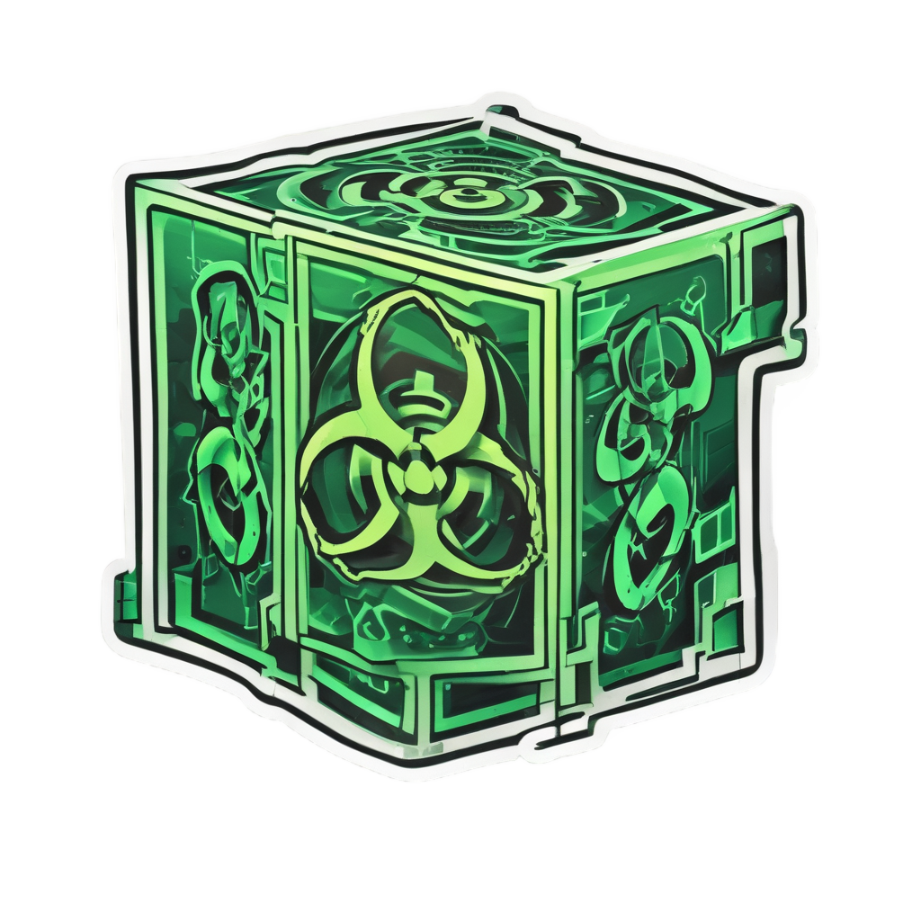 Fractured Biohazard Cube — biohazard stickers