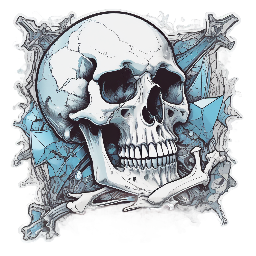 Fractured Poison Mirror — skull & crossbones stickers