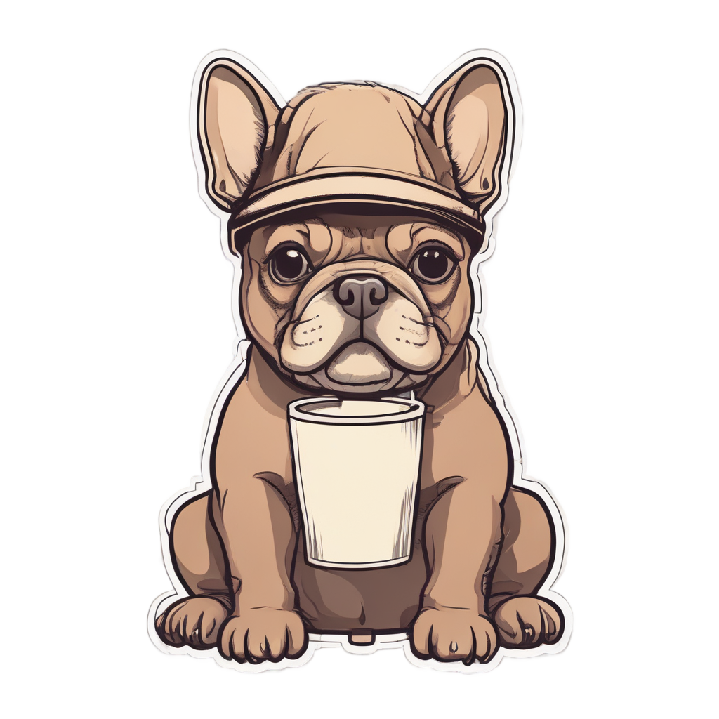 French Bulldog with Coffee — dogs stickers