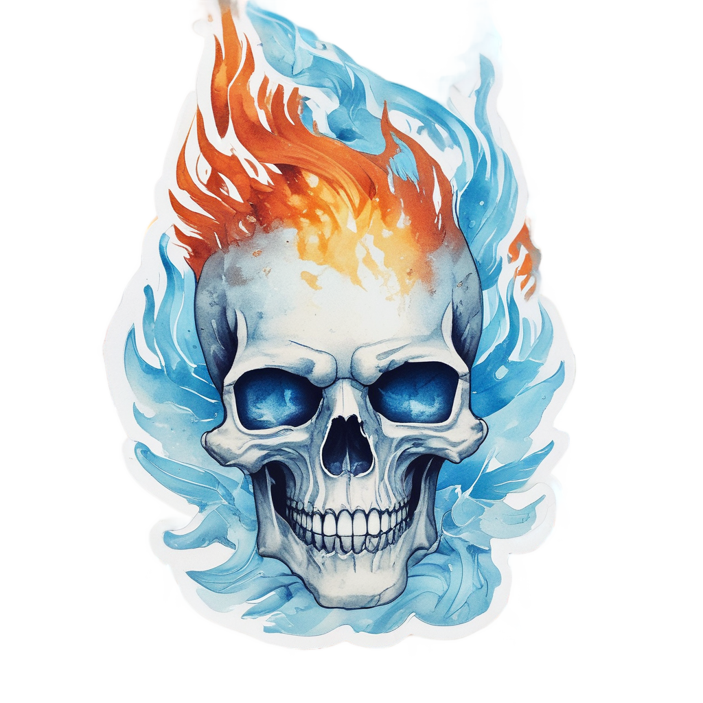 Frost Ember Skull — flaming skull stickers