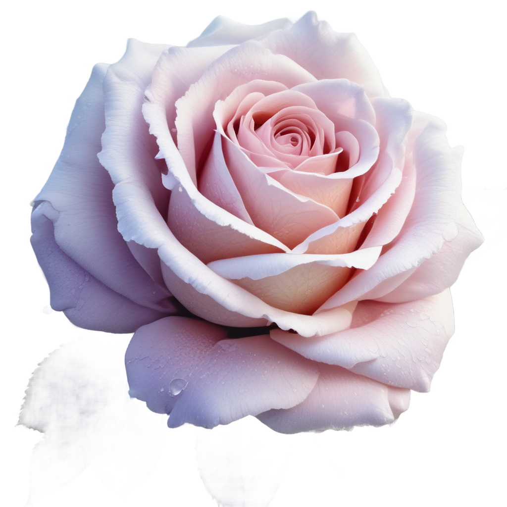 A frost-covered watercolor rose in pale lavender