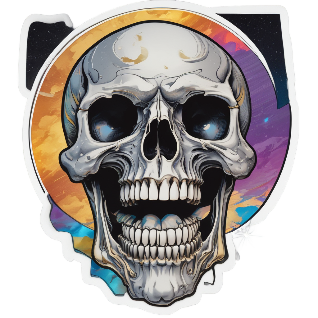 Full Moon Howling Skull — mystical skull stickers